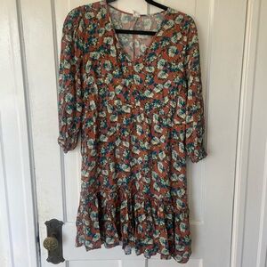 Melrose and Market Floral Long Sleeve Dress - Multicolor